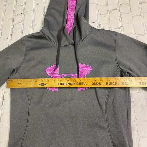 Under Armour women’s hoodie pullover small coldgear storm pink biglogo athletic - Picture 6 of 8